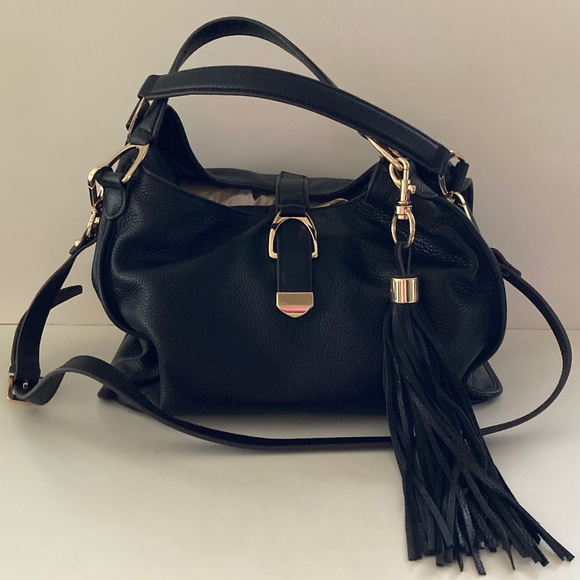 G.I.L.I. Got It Love It Black Pebble Leather Stirrup Satchel/NEW/NEVER USED!!! - Picture 5 of 9